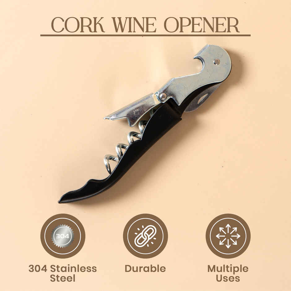 Stainless Steel Corkscrew Opener With Foil Cutter - Assorted