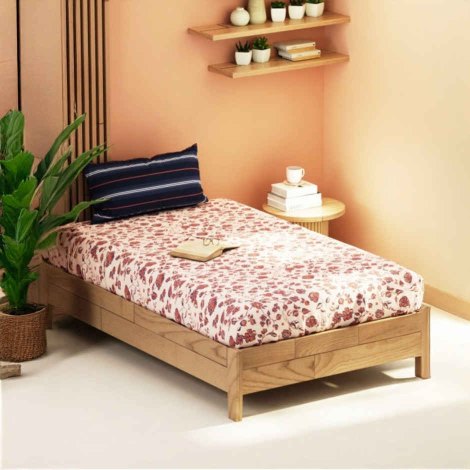 Kopa Extra Smooth Micro Single Bedsheet With 1 Pillow Cover | Set of 2 | Aura Floral | Brick, Blue