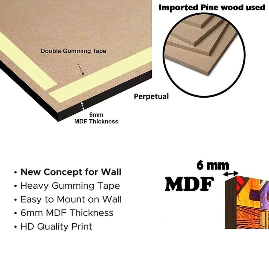 Perpetual Radha Krishna Wall Painting | Set of 5 | Framed Vastu Decor | Living Room | 75x43 Cm