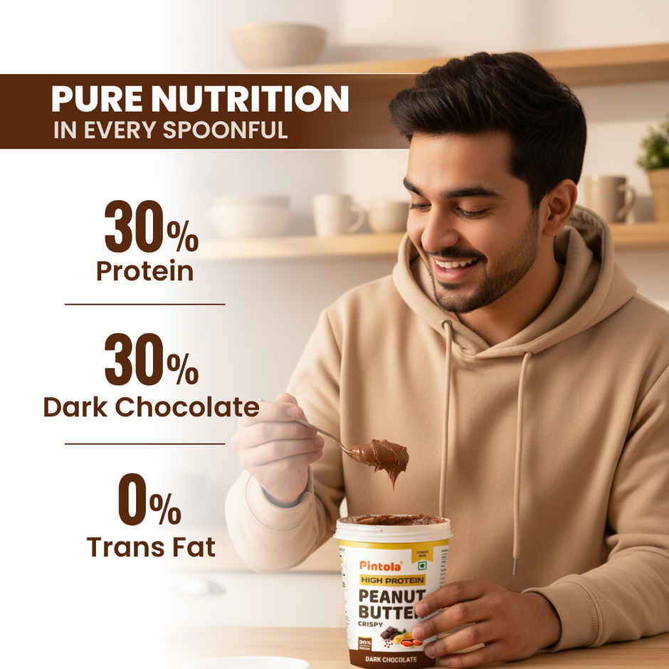 Pintola High Protein Dark Chocolate Peanut Butter (Crispy) 30G Protein, Whey Protein