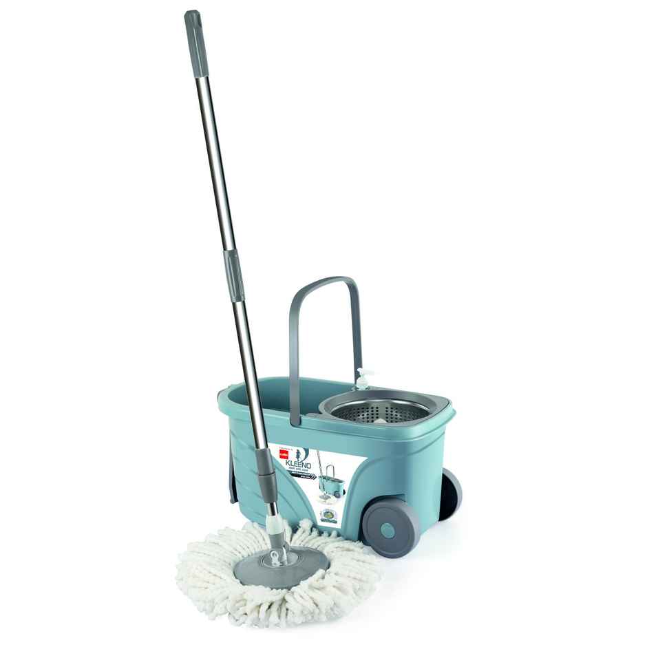 Cello Deluxe Spin Mop Bucket Max Clean with Soap Dispenser, Grey, Plastic