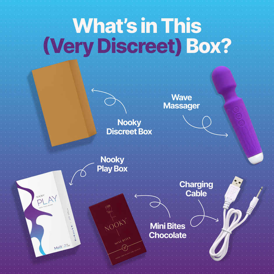 Nooky Melt 2 in 1 Play Kit Wave Womens Massager and Mini Bite Intimacy Chocolate