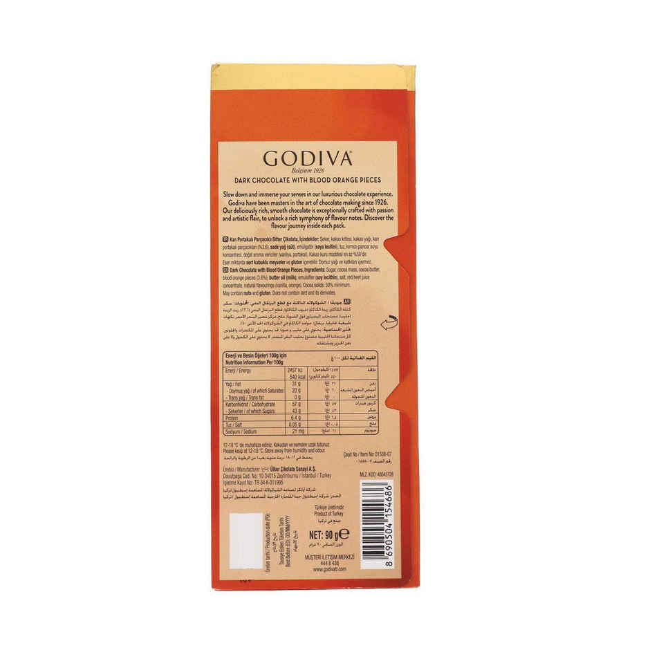 Godiva Dark Chocolate Blood Orange Tablet Bar