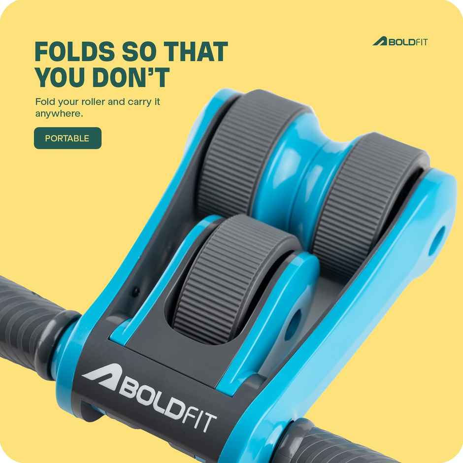 Boldfit Abs Roller for Men & Women | Premium Ab Wheel Roller for Home Workout - Blue