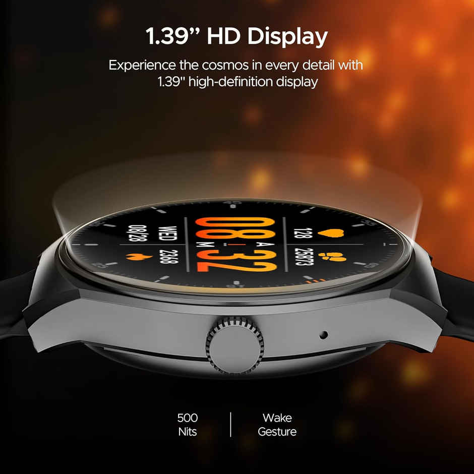 boAt Lunar Comet Smartwatch | 1.3" Display | Functional Crown | BT Calling - Active Black