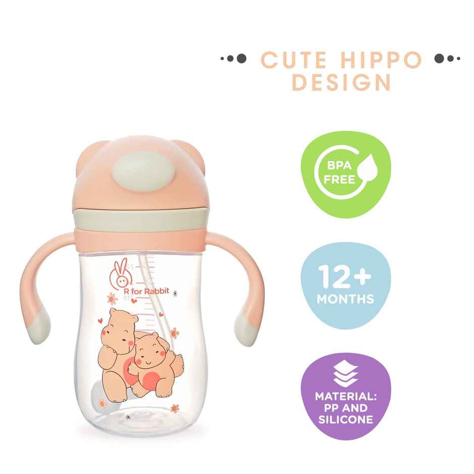 R for Rabbit Premium Hippo Baby Straw Sipper Bottle (300 ml Yellow)