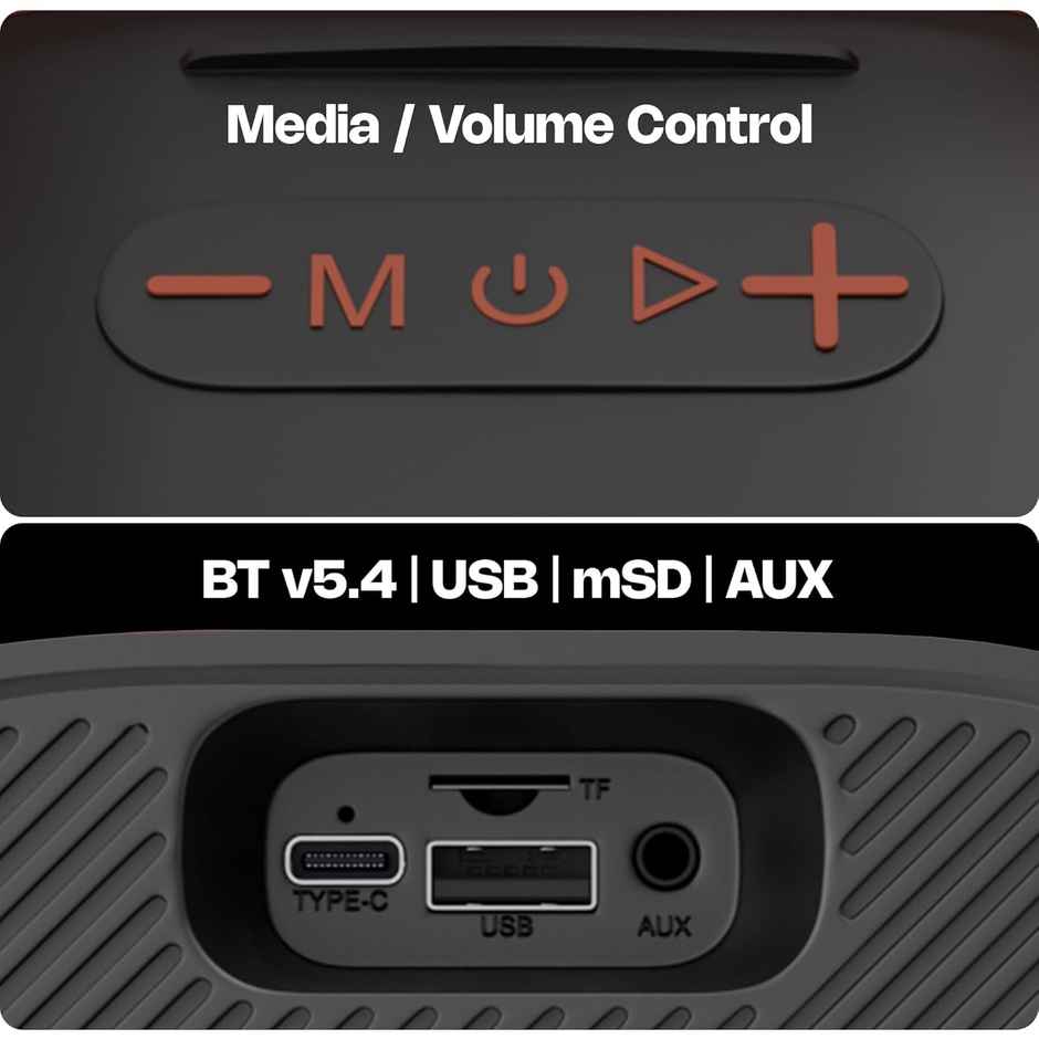 Zebronics Sound Feast 110 14W Bt Speaker, 10.16Cm Driver, Usb/Msd/Aux, Splash-Proof, Rgb, Mic