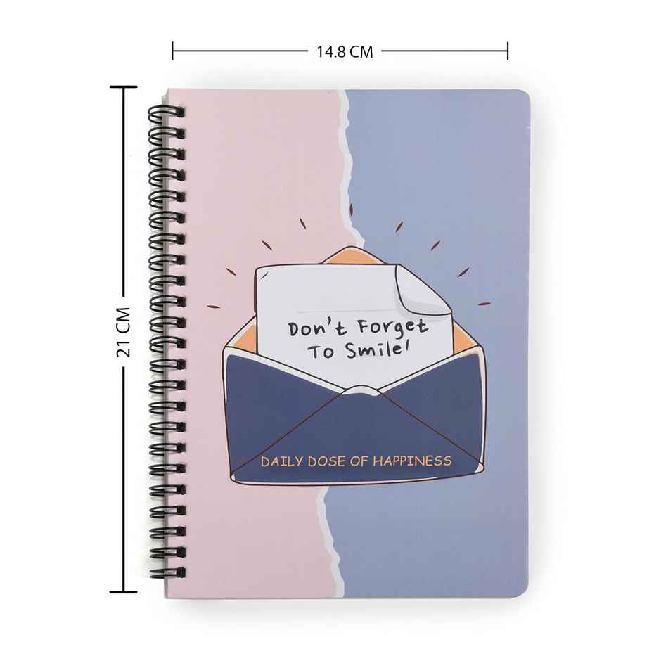 Papboo Dot Grid Spiral Wiro Notebook (120 Pages, 21 x 15 cm, 90 Gsm - Smile)