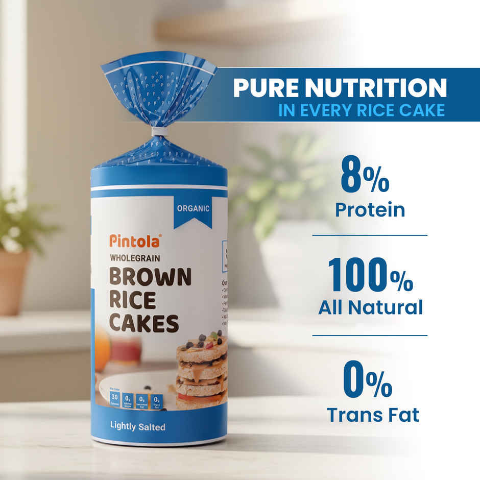 Pintola Organic Wholegrain Brown Rice Cakes | All Natural | Lightly Salted | Pack Of 1