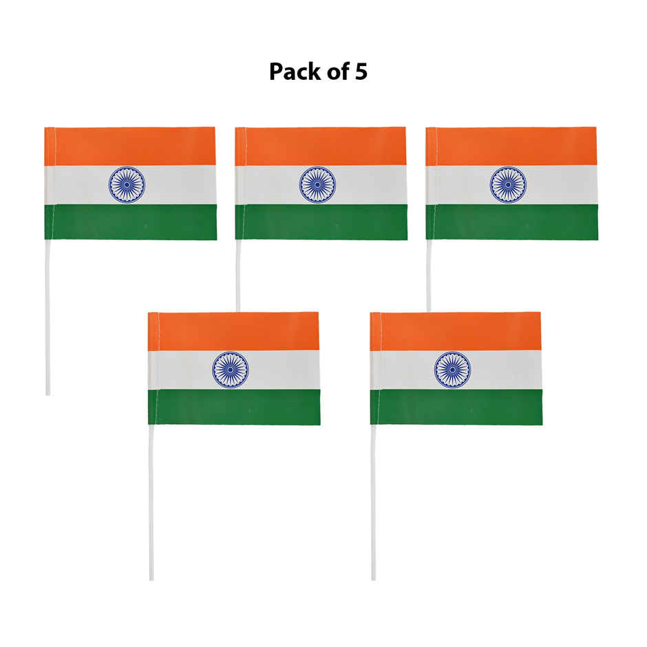 Indian National Paper Flag | Pack of 5 | Handheld Flags | Picfest
