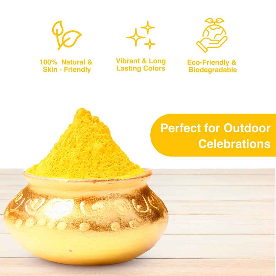 Premium Herbal Gulal for Holi | Yellow | 80 g | Star