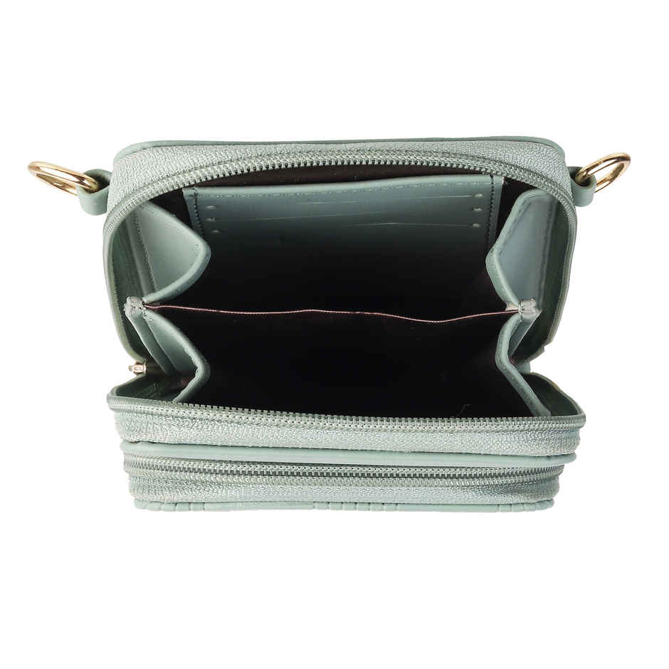 Mochi Lightgreen Synthetic Sling Bag for Women | 95-8372-60