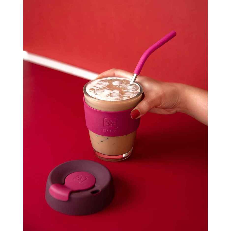 Tintbox Reusable Stainless Steel Straws With Silicone Tip, Pack Of 4 Straws With Cleaning Brush