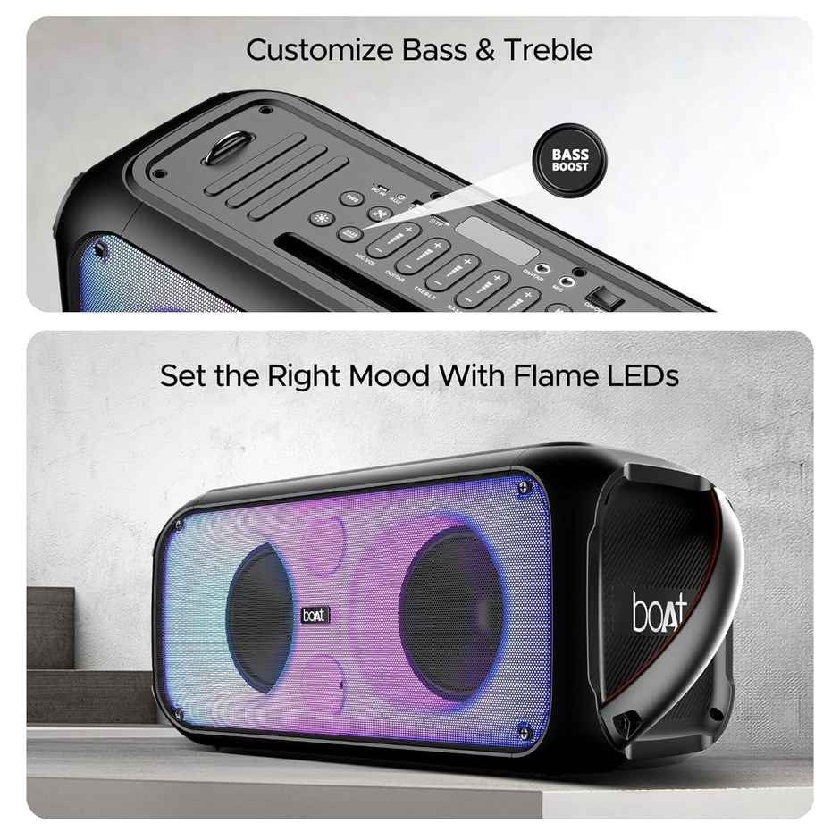 boAt Partypal 300 Speaker with 120 W Signature Sound, 6 hrs Playtime,Built-in Mic(Premium Black)