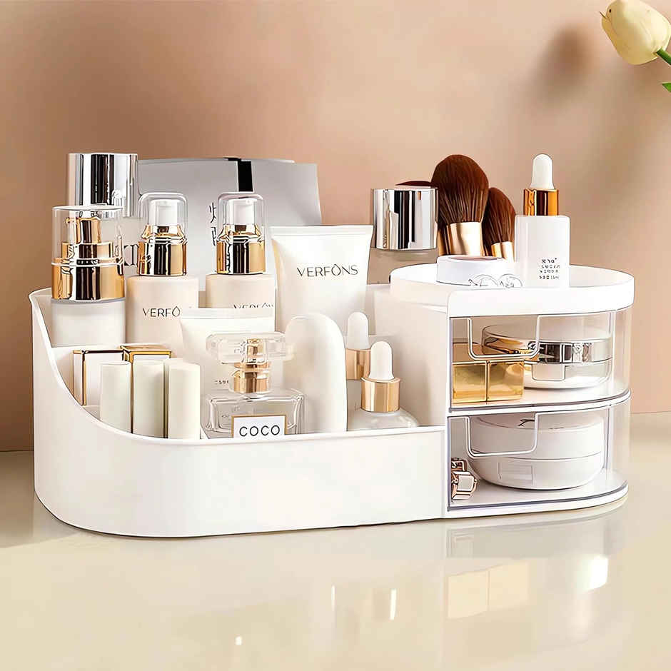 Zedak Plastic Multipurpose Makeup Organiser | White