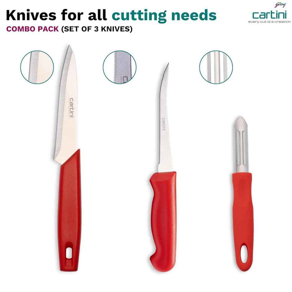 Godrej Cartini Kitchen Knife & Peeler Set (Colour May Vary)