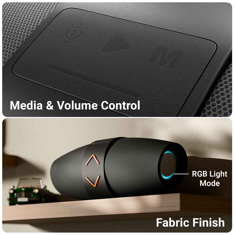 Zebronics Sound Feast 55 14W Bt Speaker, 20 Hr Playback, Dual Drivers, Rgb, Tws, Usb/Msd/Aux, Bass