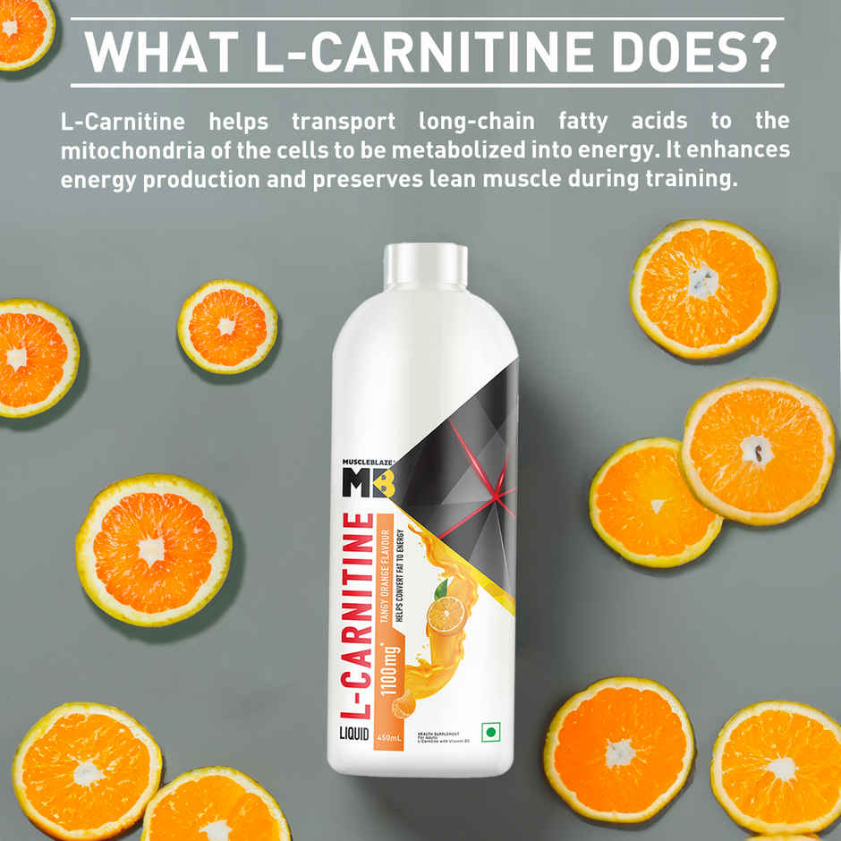 MuscleBlaze Liquid L Carnitine 1100mg Tangy Orange 30 Servings