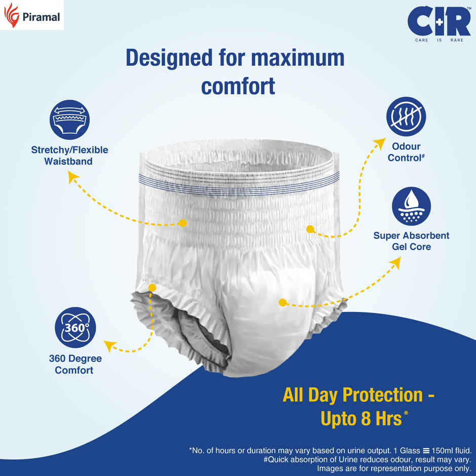CIR Classic Adult Diaper Pants Style 8 Hr Absorption Protection Odour Control Cotton Soft Feel