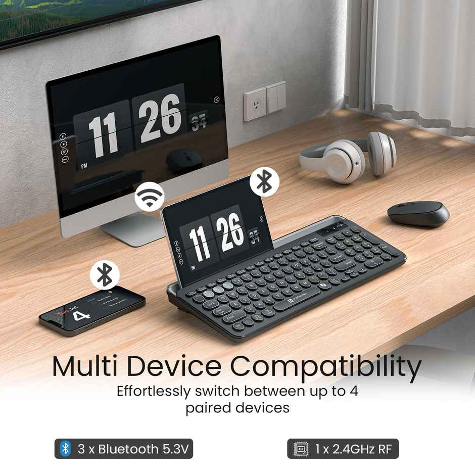Portronics Bubble 3.0 Wireless Keyboard with Copilot AI | 2.4GHz & Bluetooth Connectivity