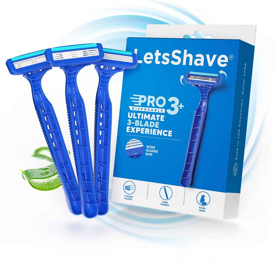 Letsshave Pro 3 Disposable Shaving Razor For Men | Reusable Hair Removal Razor