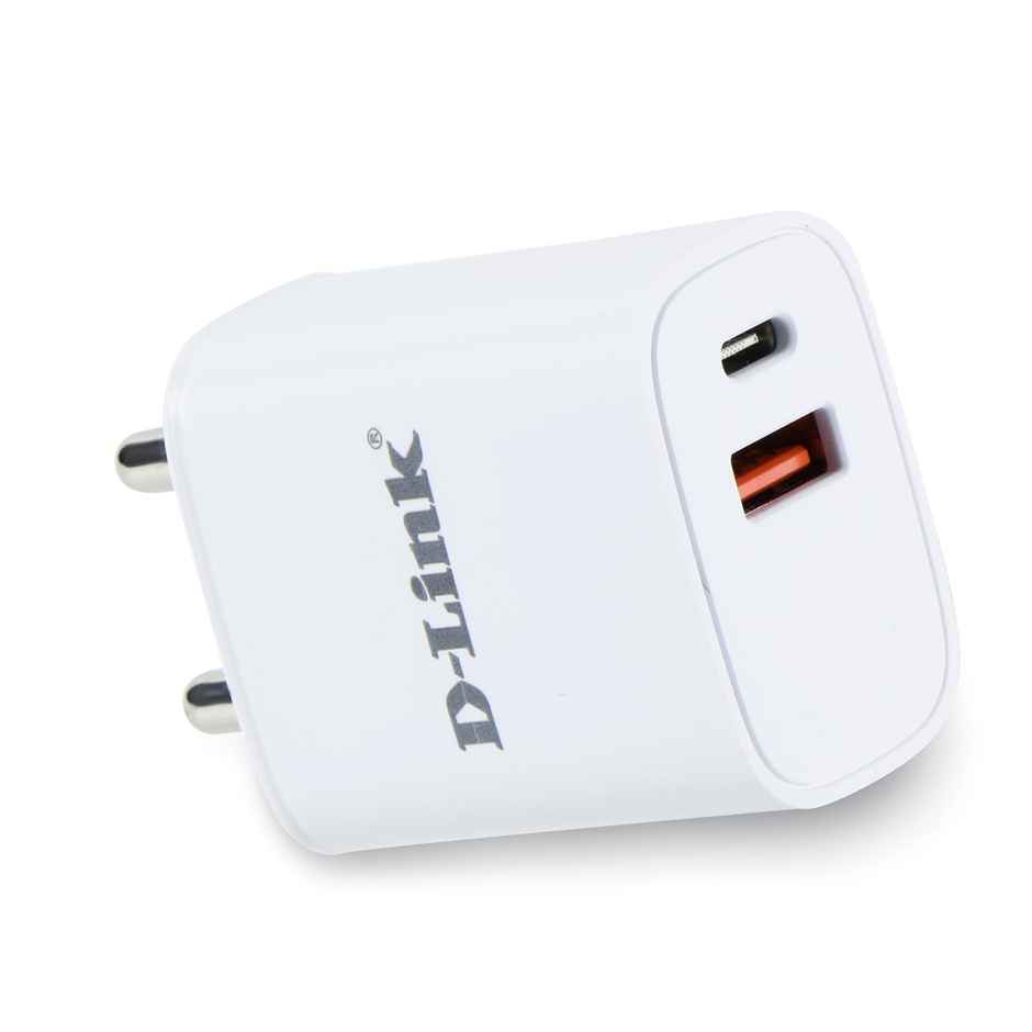 D-Link 33W Dual Port Fast Charger Type-C & Usb-A,Free Type C To Type C 3A(60W) Cable-White