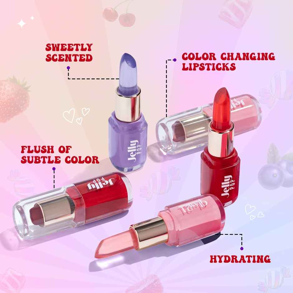 Glam21 Jelly Pop Fruity Gel Lipstick Glossy Finish | Colour Lightweight - Strawberry Red