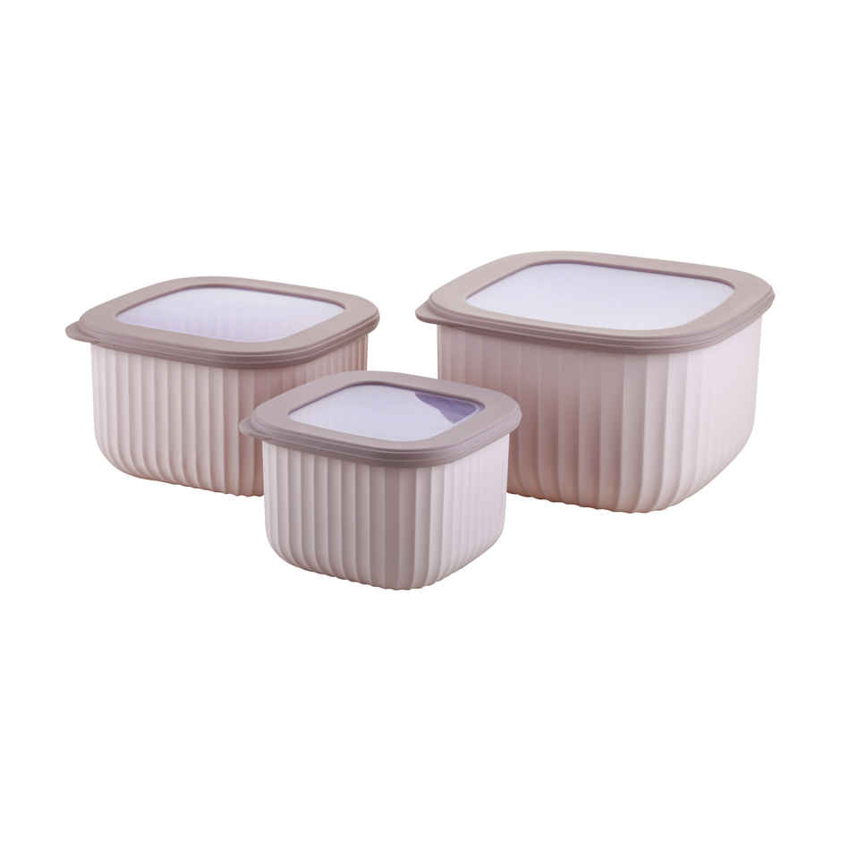 JOYO Elegant Container Set of 3 (800ml, 1400ml, 2300ml) | Modular Kitchen Storage Containers | Brown
