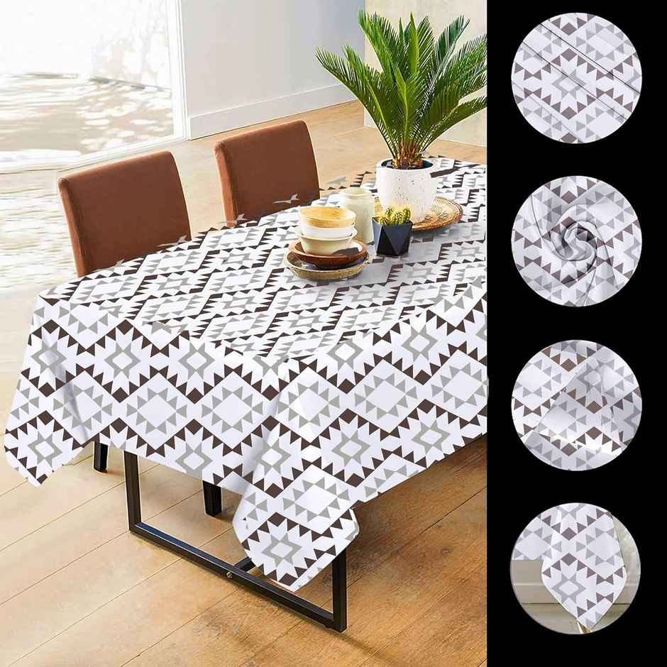 Lushomes Table Cover - 4 Seater | Black and Grey Geometric | 57 x 57 inch