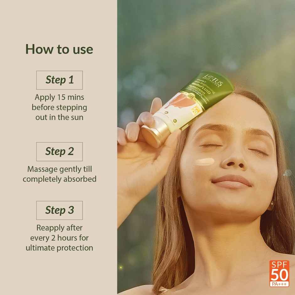 Lotus Botanicals Vitamin C Matte Fluid Sunscreen Sun Protect & Skin Brightening SPF 50