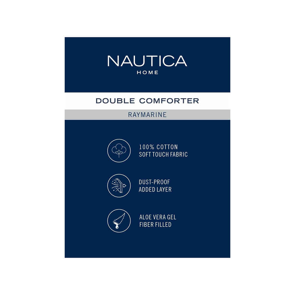 Nautica Super Soft Cotton Fabric Comforter for All Weather | Double Size | Geometric | Grey, Green