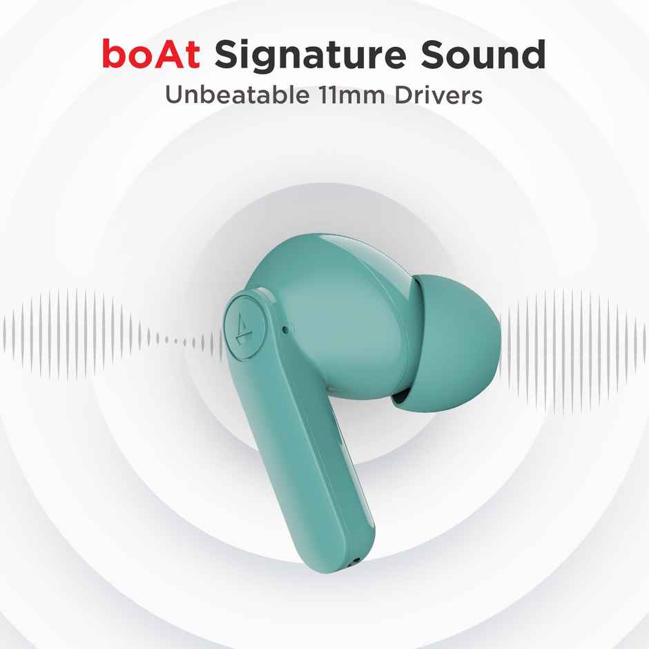 boAt Airdopes 138 Pro TWS Earbuds w/ 45H Playtime, ASAP Charge, 11 mm Drivers & ENx Tech (Mint Cascade)