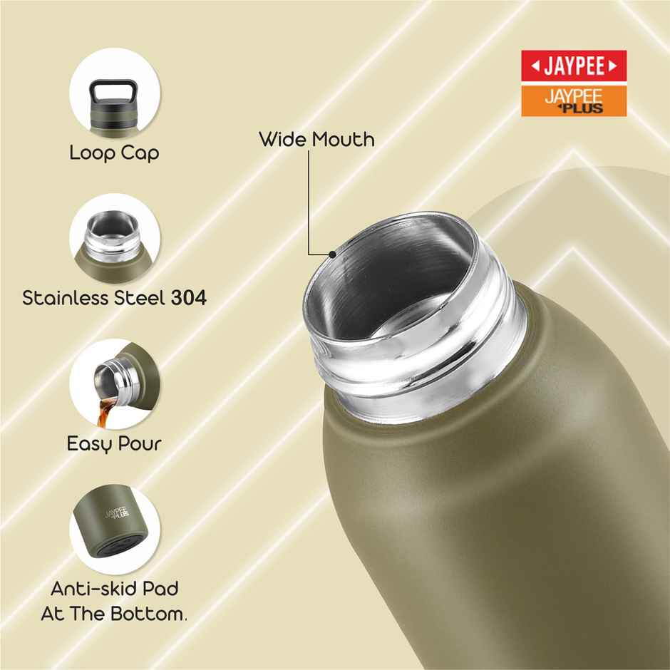 Jaypee Plus Zen ISI certified Stainless Steel Insulated Hot & Cold Water Bottle | Green | 620 ml