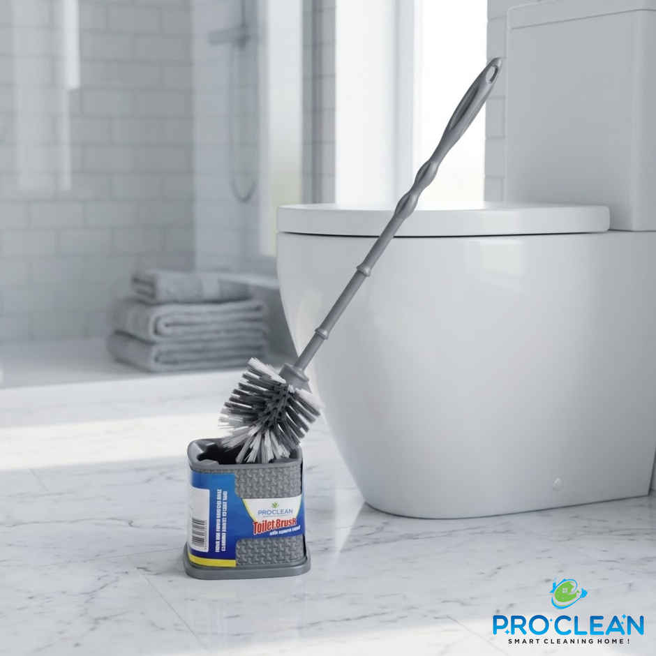 Proclean Round Toilet Brush with Square Holder Stand | Colour May Vary