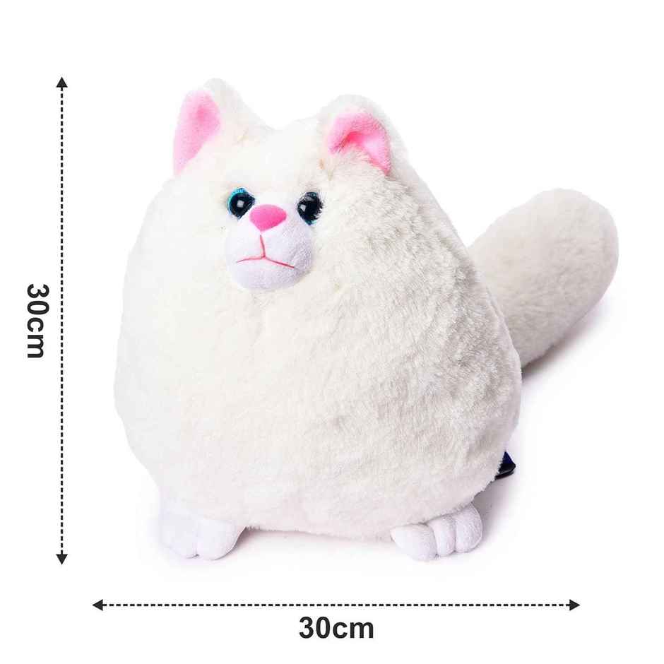 Webby Toys Fluffy Glitter Eye Cat Soft Toy (White, 2+ years)