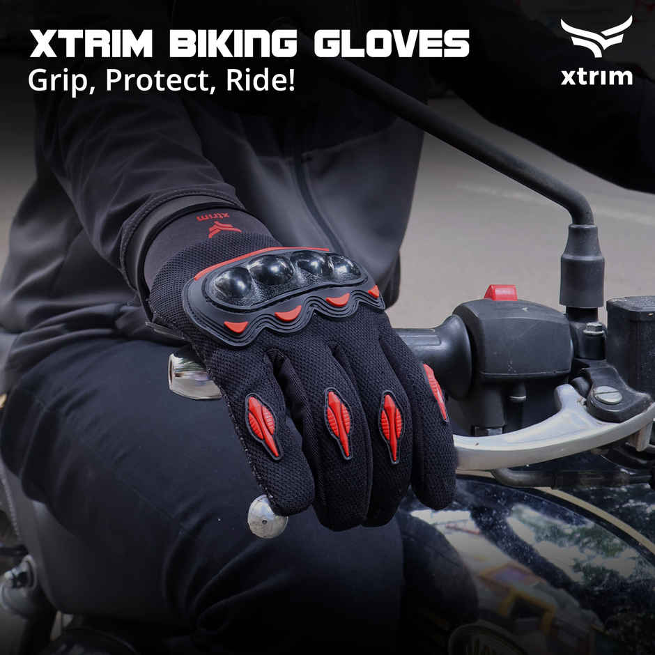Xtrim Bike Gloves | Padded | Breathable | Anti-Slip | Cycling & Motorcycle Gear | Black | Medium