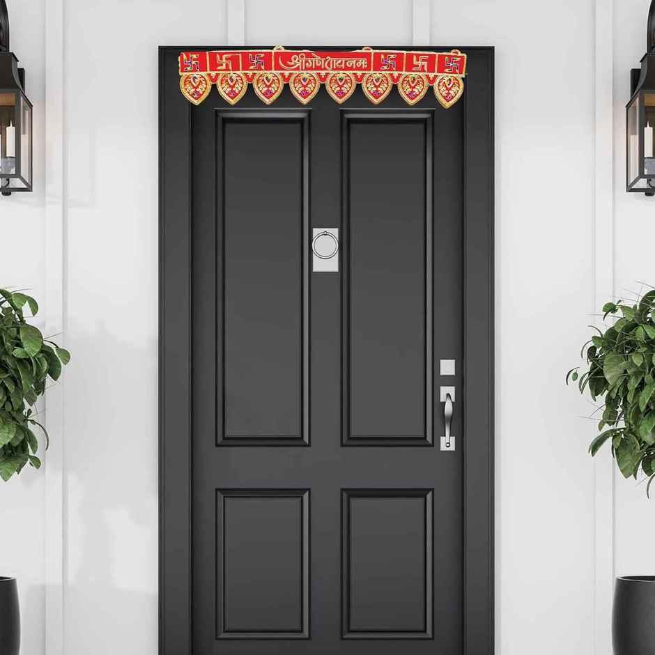 Sri Ganeshaya Namaha Toran | Main Door Decoration | Red & Gold | Samsidhi