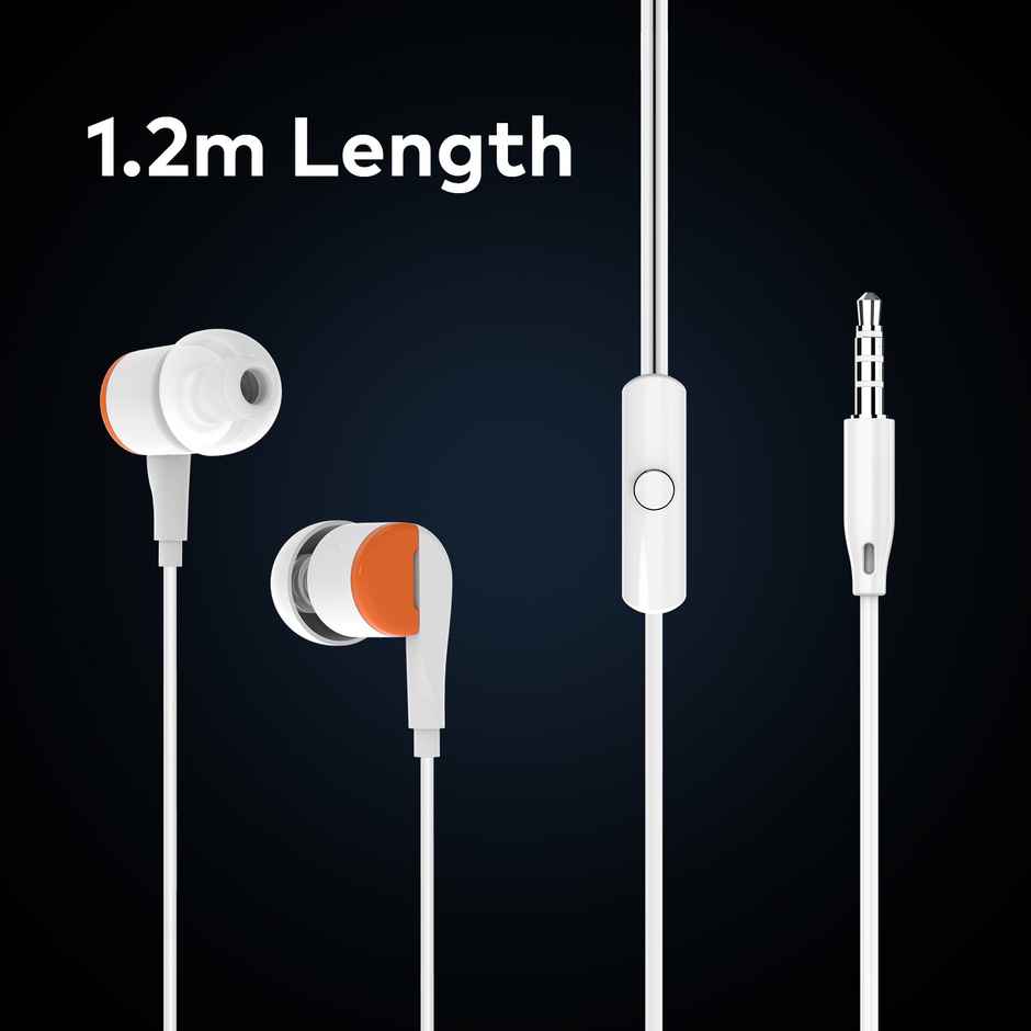 itel L20 Pro Wired Earphones 14Mm Super Bass | Music & Call Control | 1.2M Cable | White