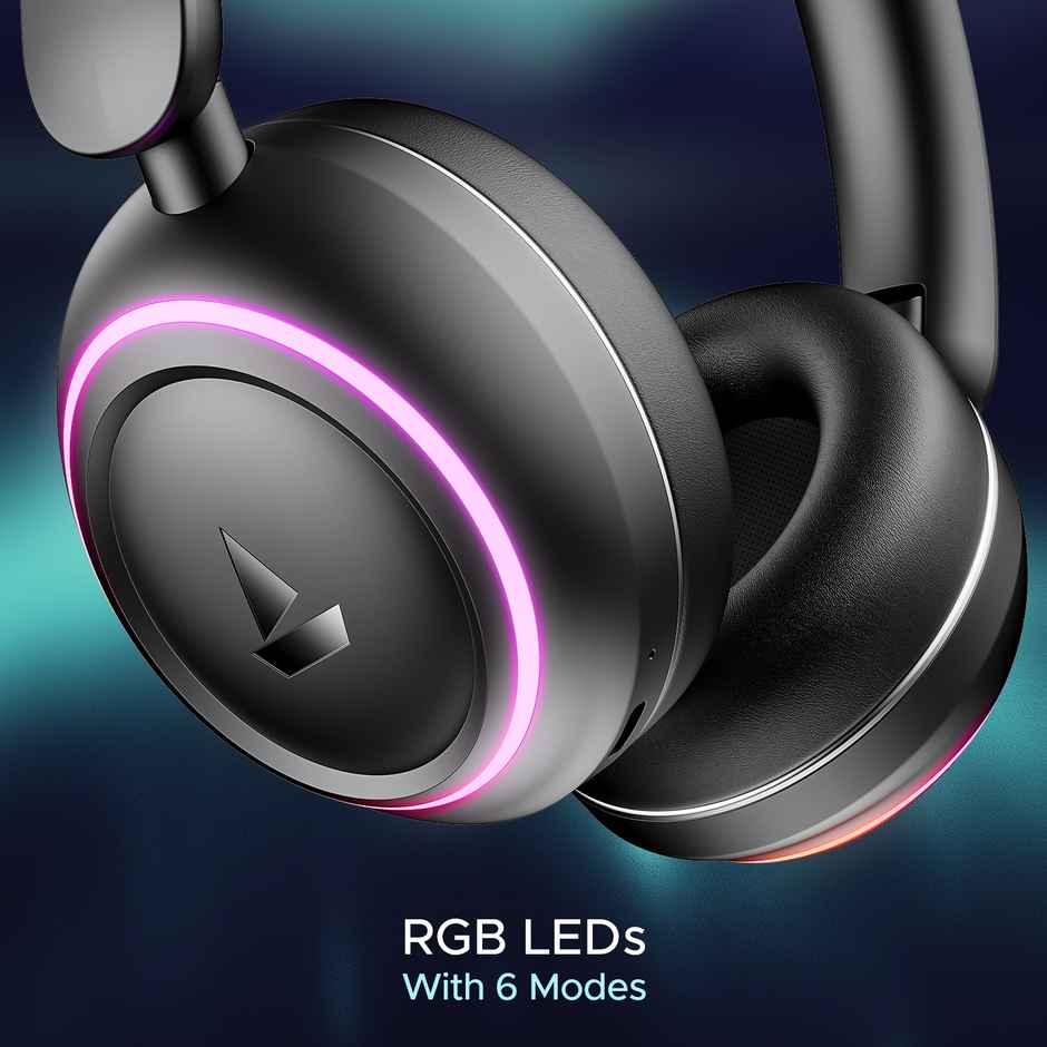 boAt Rockerz 480 BT Headphones W/ 60H Playtime, Blazing RGB LEDs, 40mm Drivers(Black Sabre)