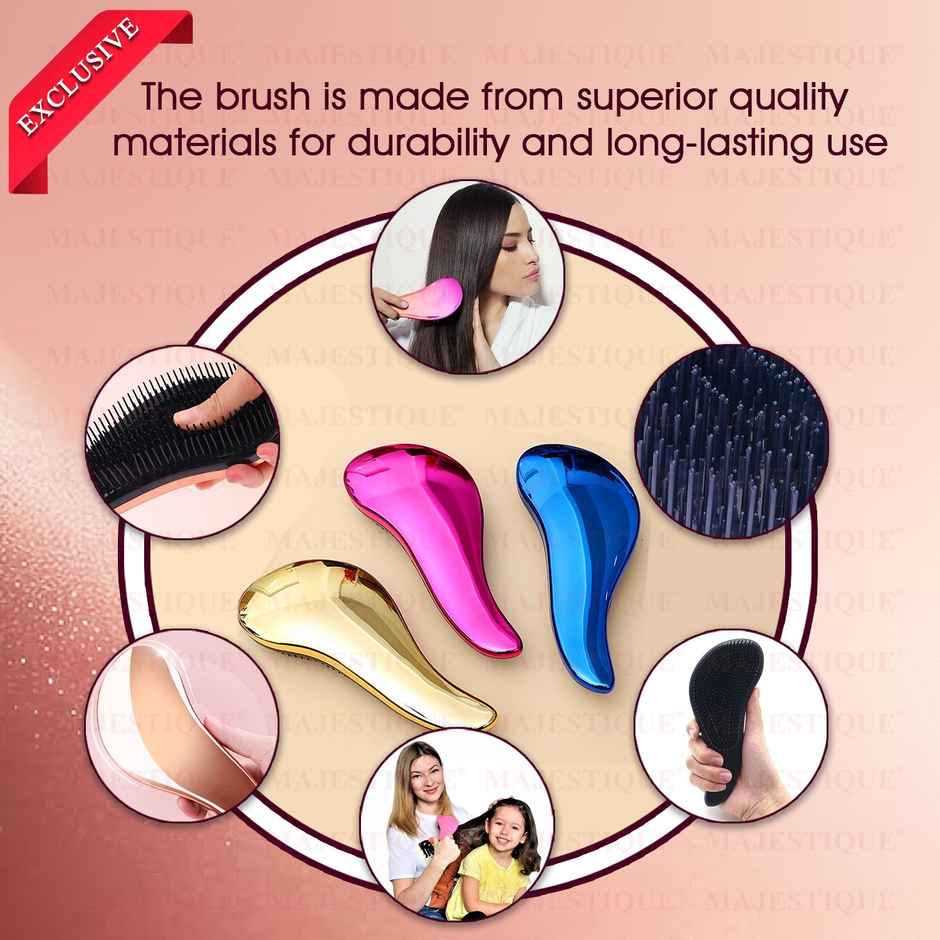 Majestique Premium Detangling Hair Brush - 1Pc | Multicolor