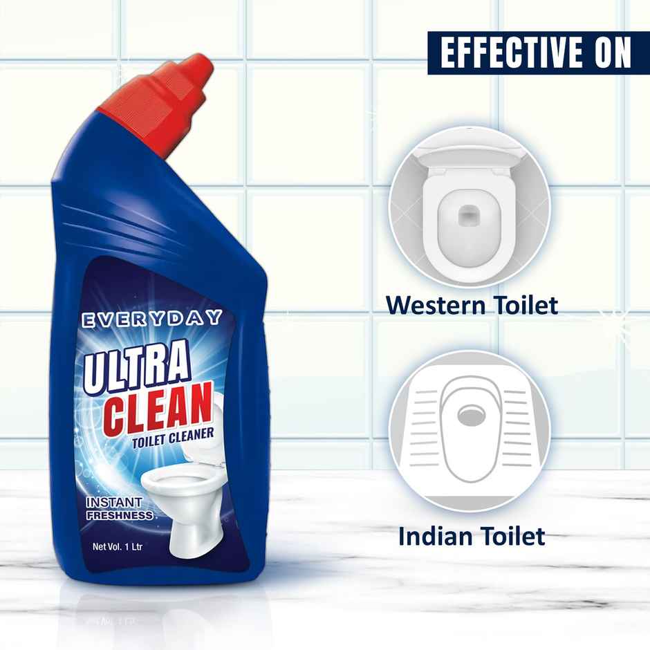 Ezee Everyday Ultra Clean Toilet Cleaner - Instant Freshness (1L) & Ezee Everyday Ultra Clean Bathroom Floor Cleaner - Removes Bathroom Stains (1L) Combo