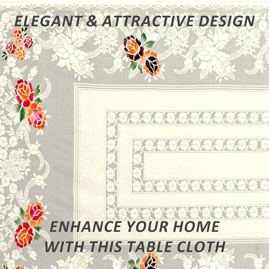 Kuber Industries Rectangular Dining Table Cover | 6 Seater | Cotton Table Cloth | Cream