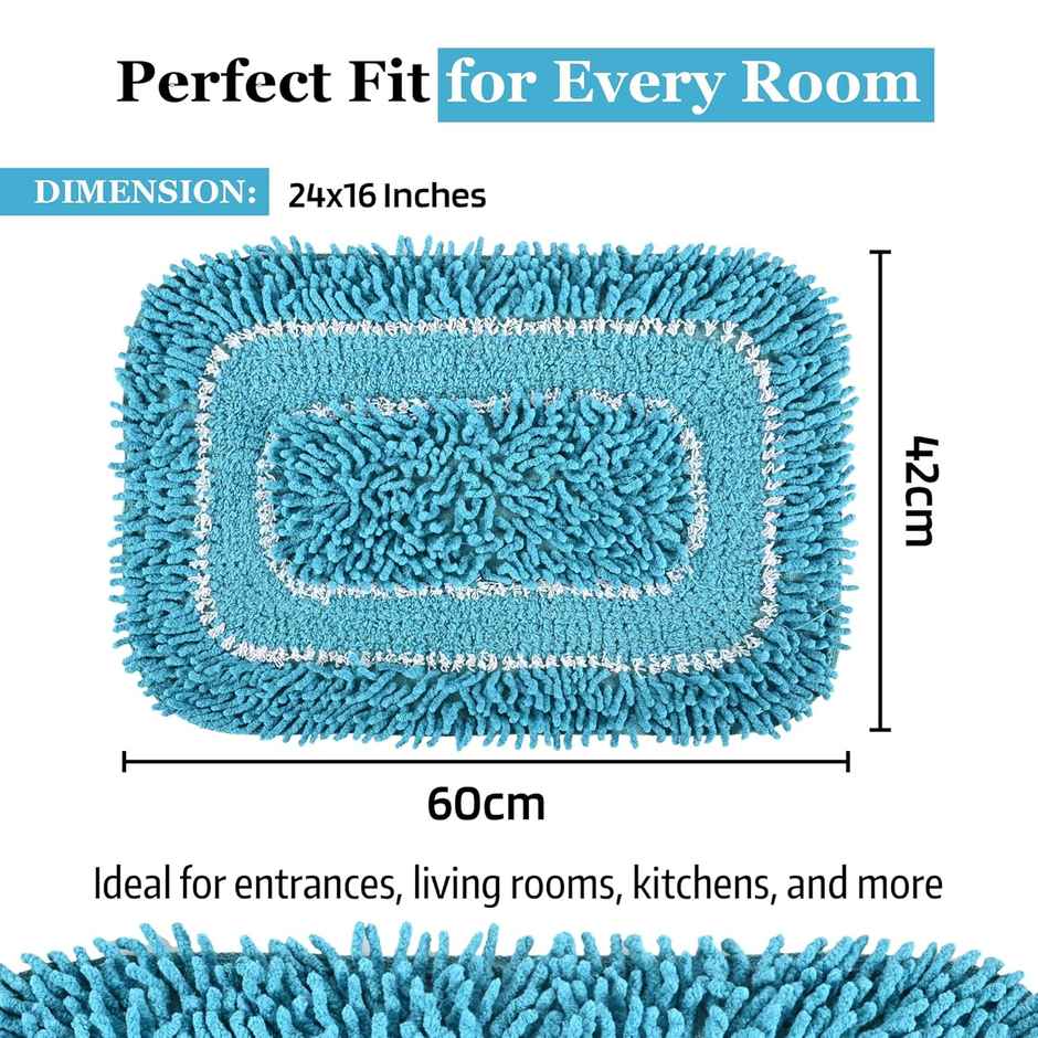 Kuber Industries Pack of 2 Durable Super Soft Door Mats for Home | 24x16 Inches - Red & Blue