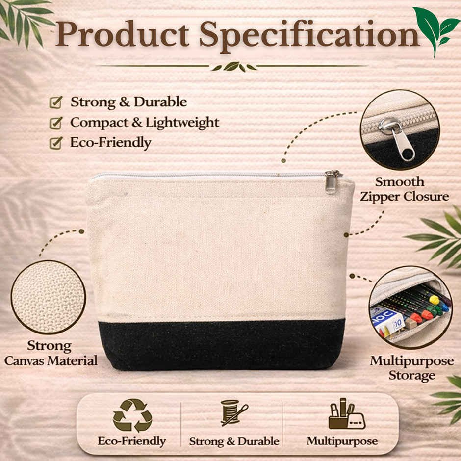JEDAN Canvas Zipper Pouch Bag - Cosmetic Makeup Pouch (JDCZP2102)