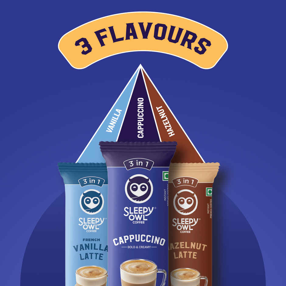 Sleepy Owl Cappuccino 3 in 1 Medium Roast Coffee Premix Combo