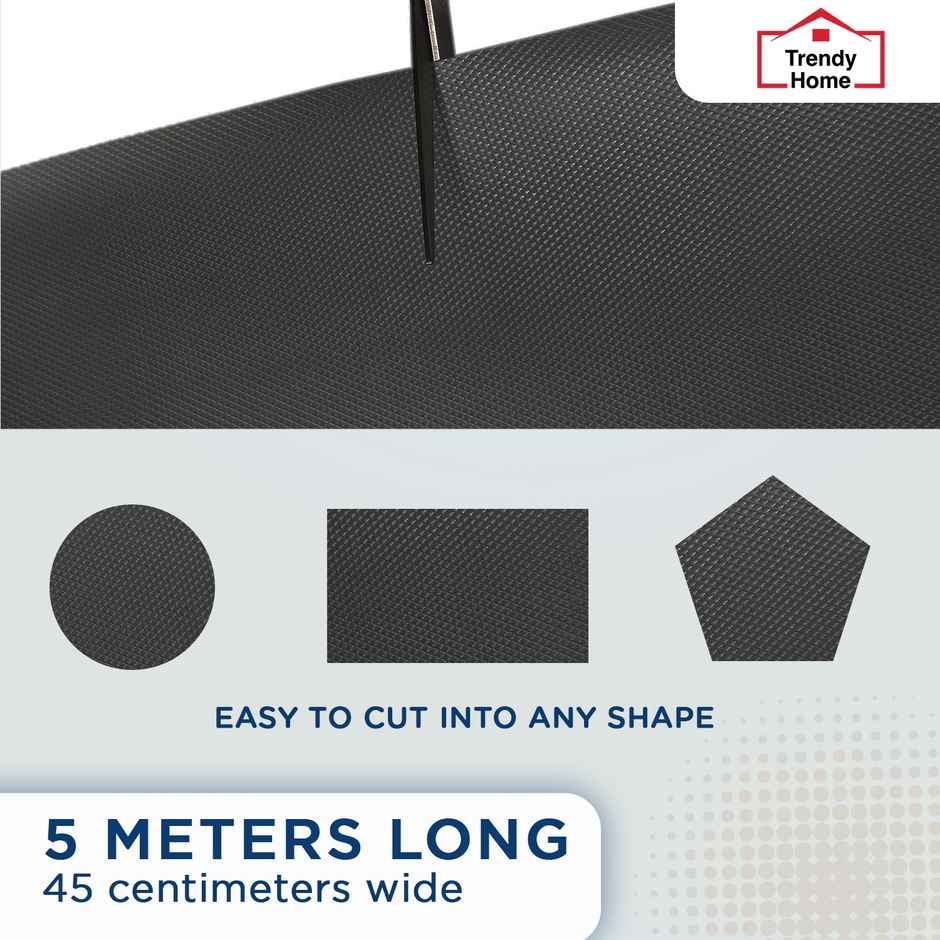 Senego by Trendy Home Anti-Slip Mat - For Fridge, Cupboard, Drawers, Shelf Liner | Black- 45 cm x 5 m