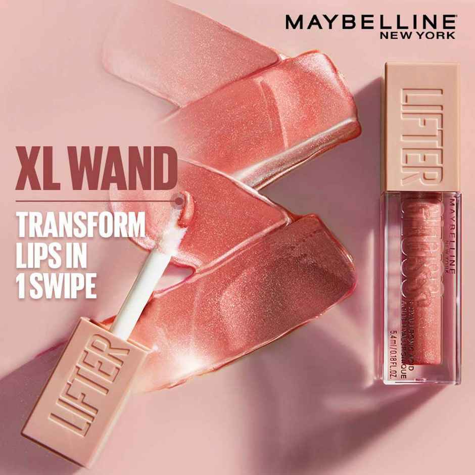 Maybelline New York Lifter Gloss 003 Moon, Tinted Lip Gloss With Hyaluronic Acid, Long-lasting