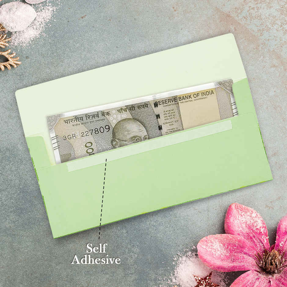 PaperPep Peacock Print | Foiled Textured Paper Shagun Envelopes | Green