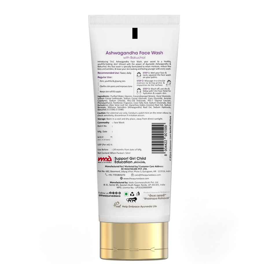 TAC Ashwagandha with Bakuchoil for Toning & Anti-Aging Face Wash