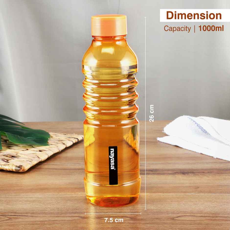 Nayasa Bumpy Plastic Water Bottle 1000 ml BPA Free Fridge Bottle | Orange
